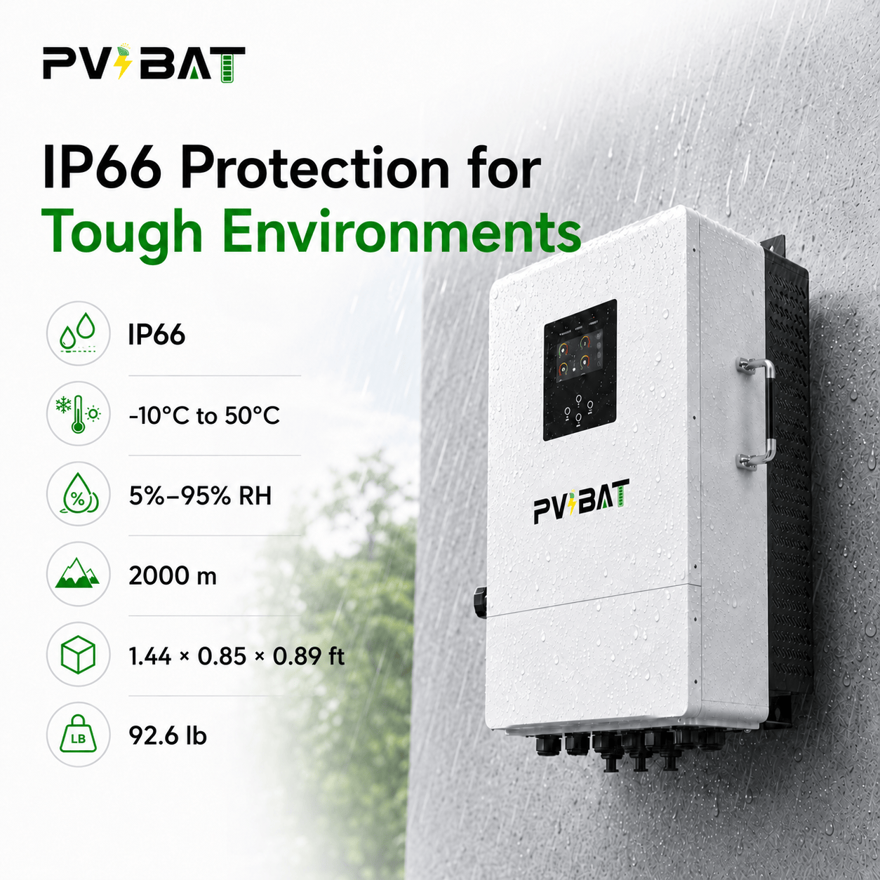 PVBAT L2P G2 IP66 12kW On/Off-Grid Energy Storage Split Phase Hybrid  Inverter