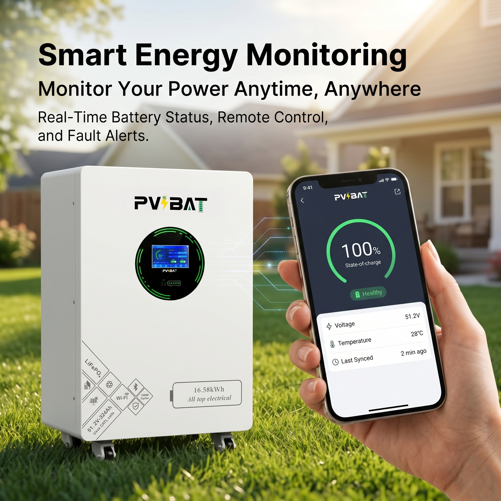 pvbat 16.5kwh lifepo4 storage battery