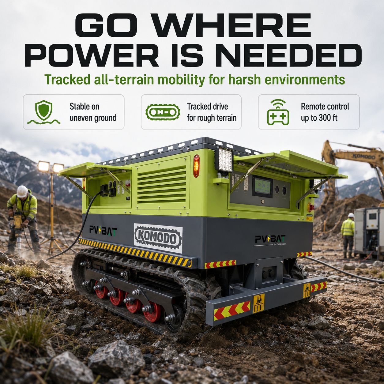 All-terrain portable power station for construction sites and emergency power