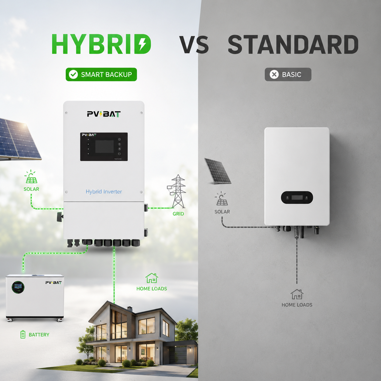 Hybrid Inverters vs. Standard Inverters: Don’t Make the Wrong Choice—There’s a World of Difference