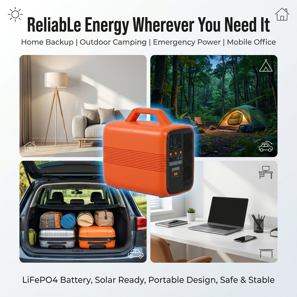 pvbat 500w 1000wh portable outdoor power station