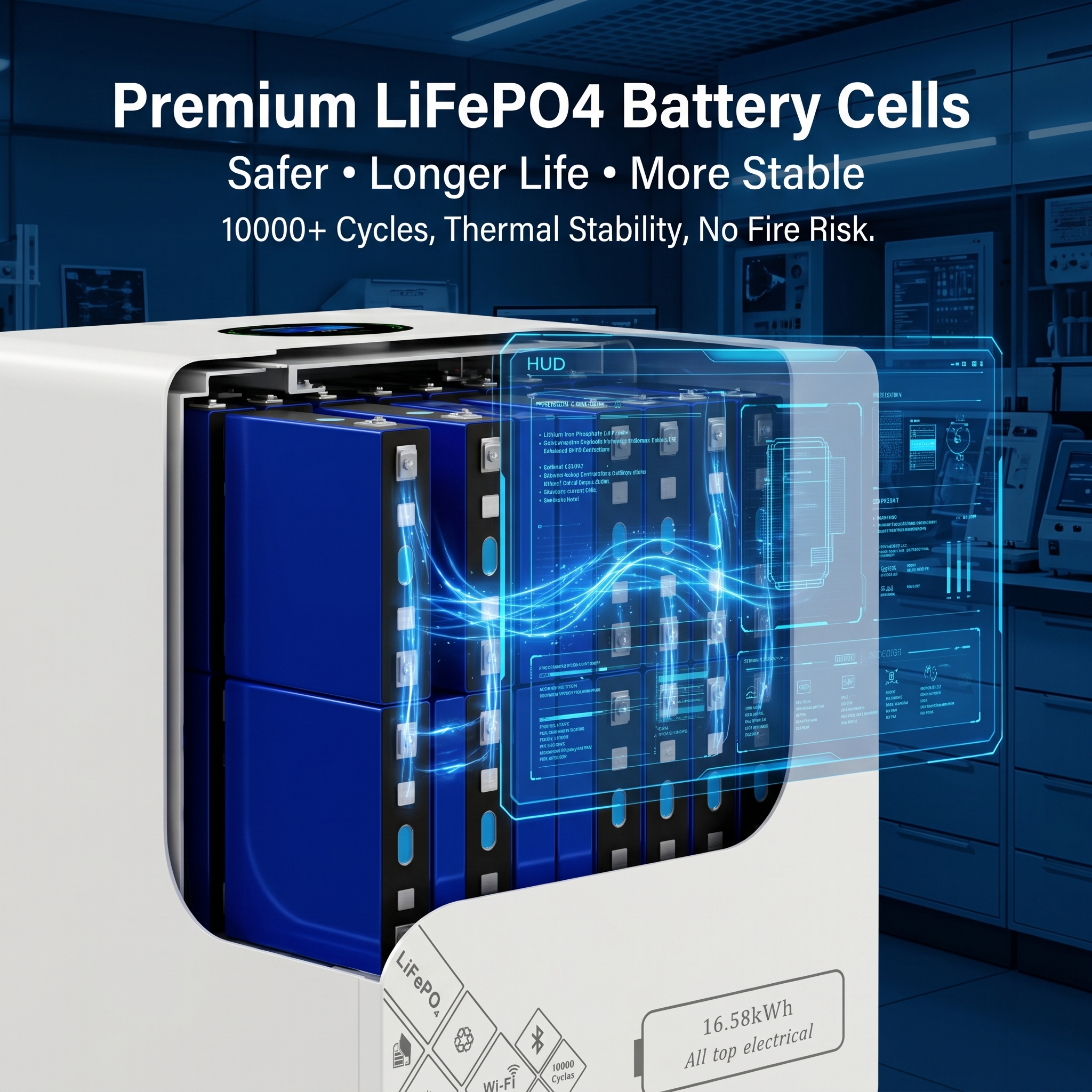 pvbat 16.5kwh lifepo4 storage battery