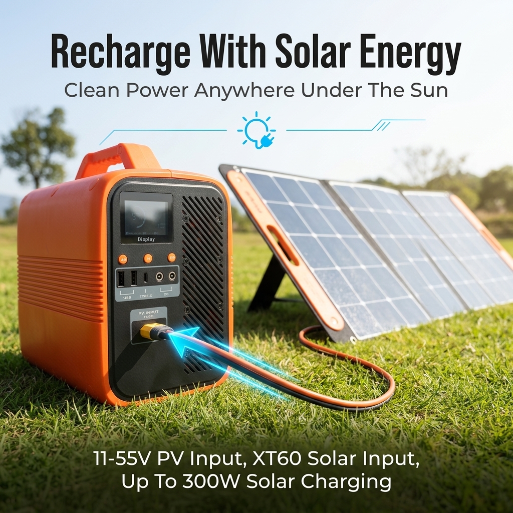 pvbat 500w 1000wh portable outdoor power station
