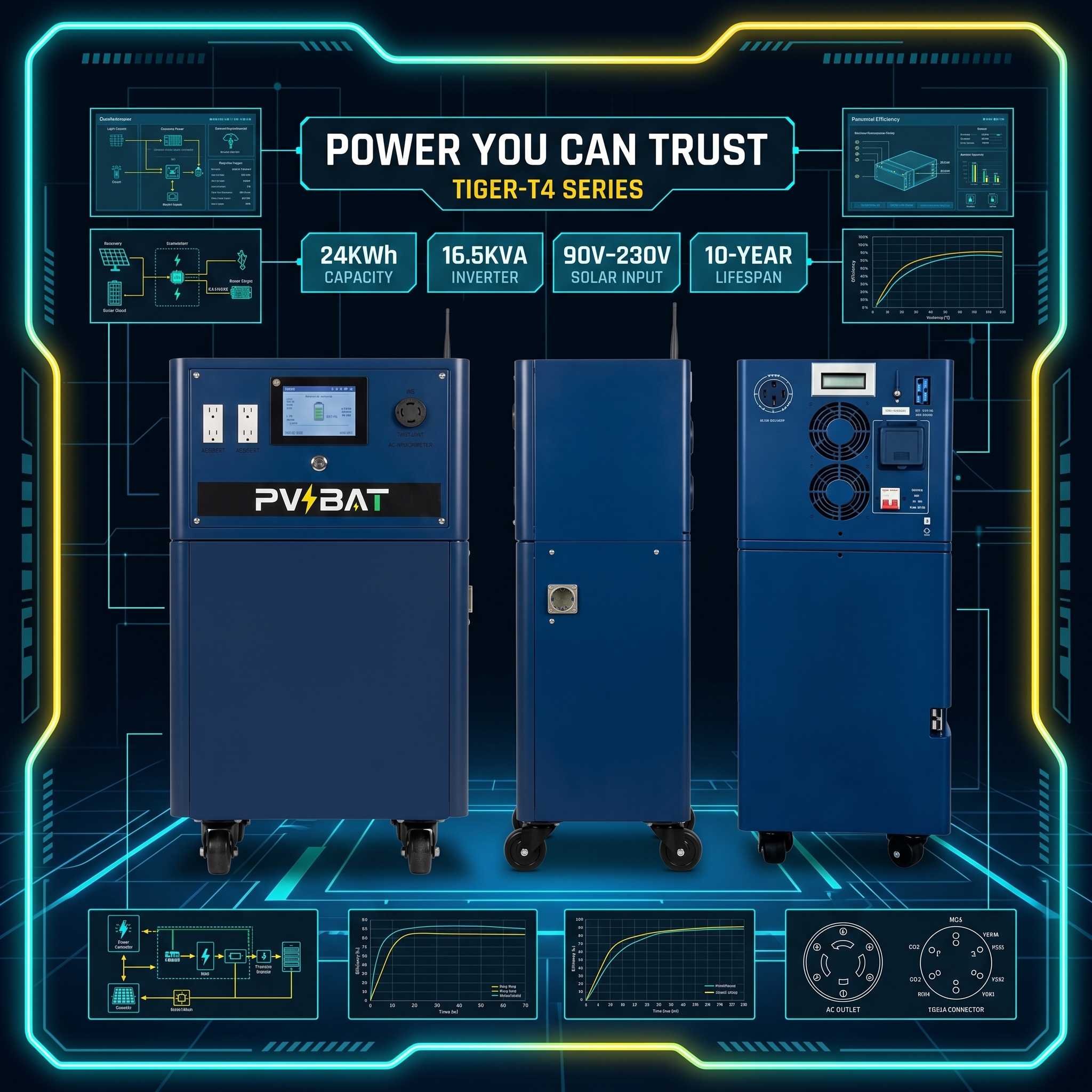 pvbat tiger t4 72 24kwh all in one portable power station