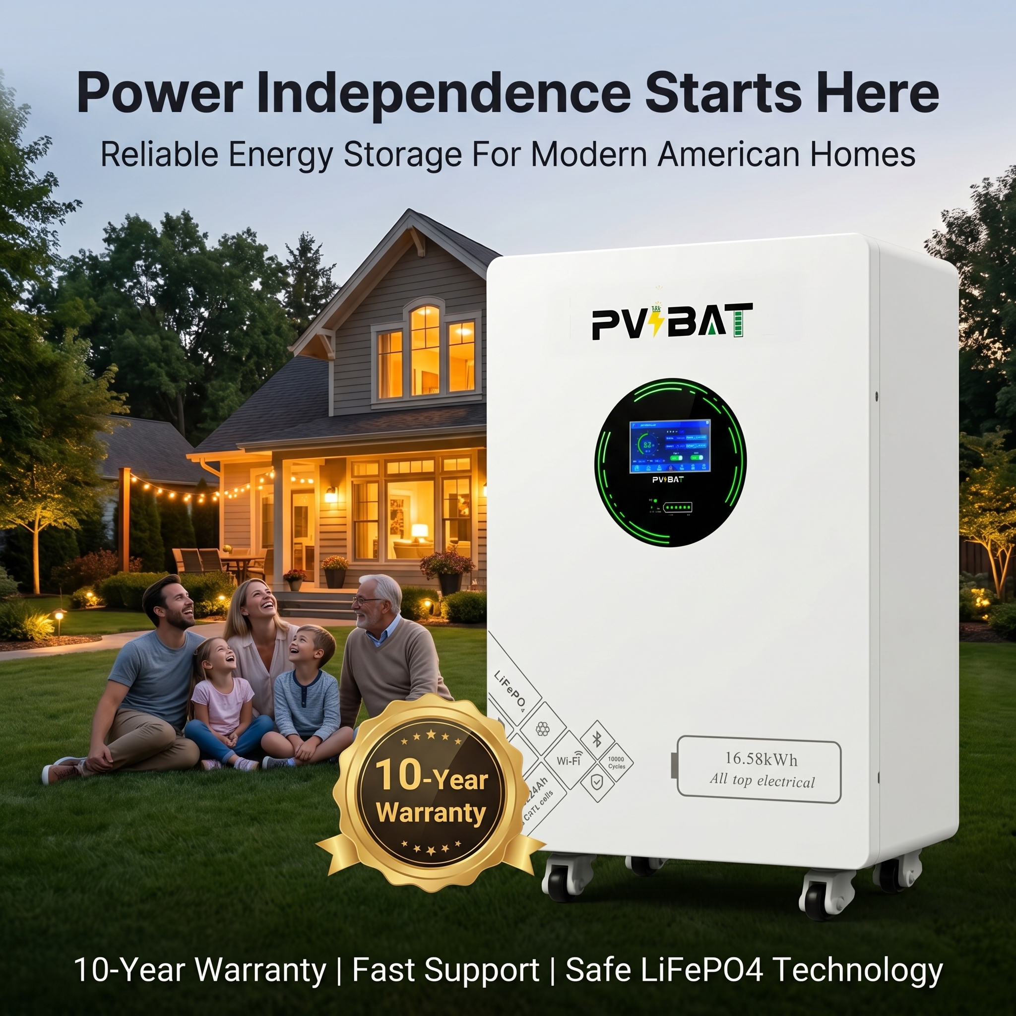 pvbat 16.5kwh lifepo4 storage battery