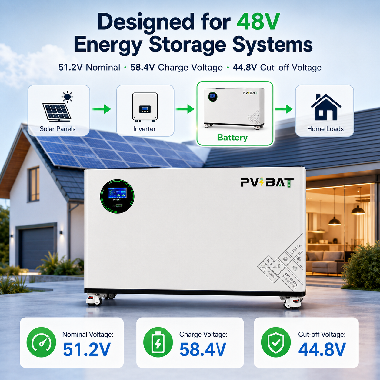 BEAR-48G1 20.48kWh Wall-Mounted LiFePO4 Battery Module
