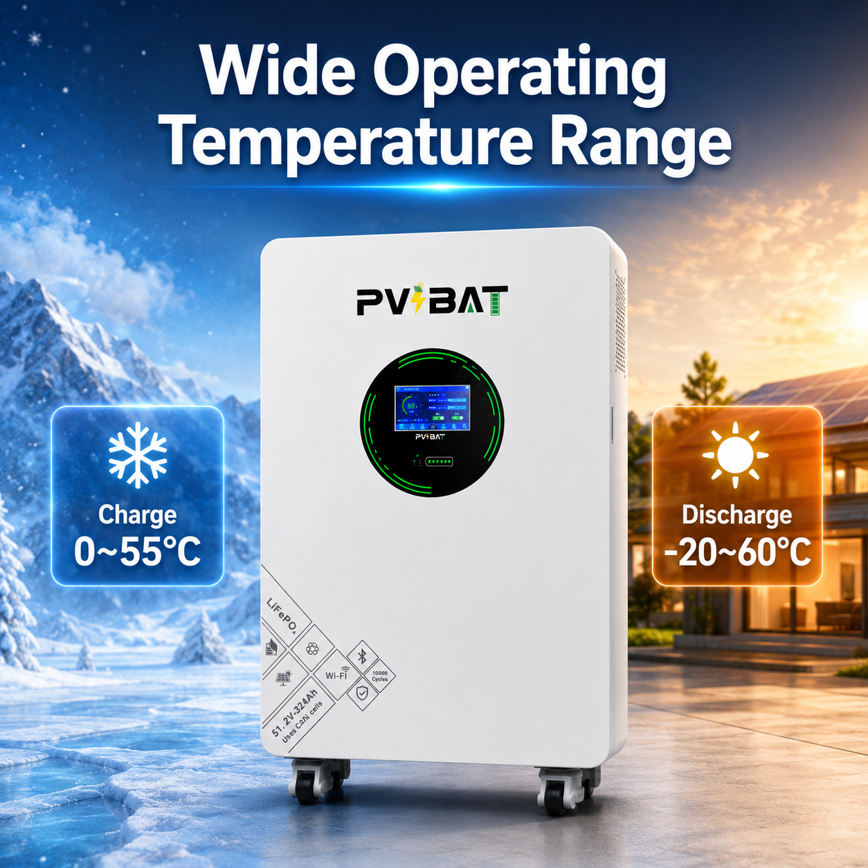 Falcon-48g2 16.58KWh Ultra-Compact Wall-Mounted LiFePO4 Battery for Home Energy Storage
