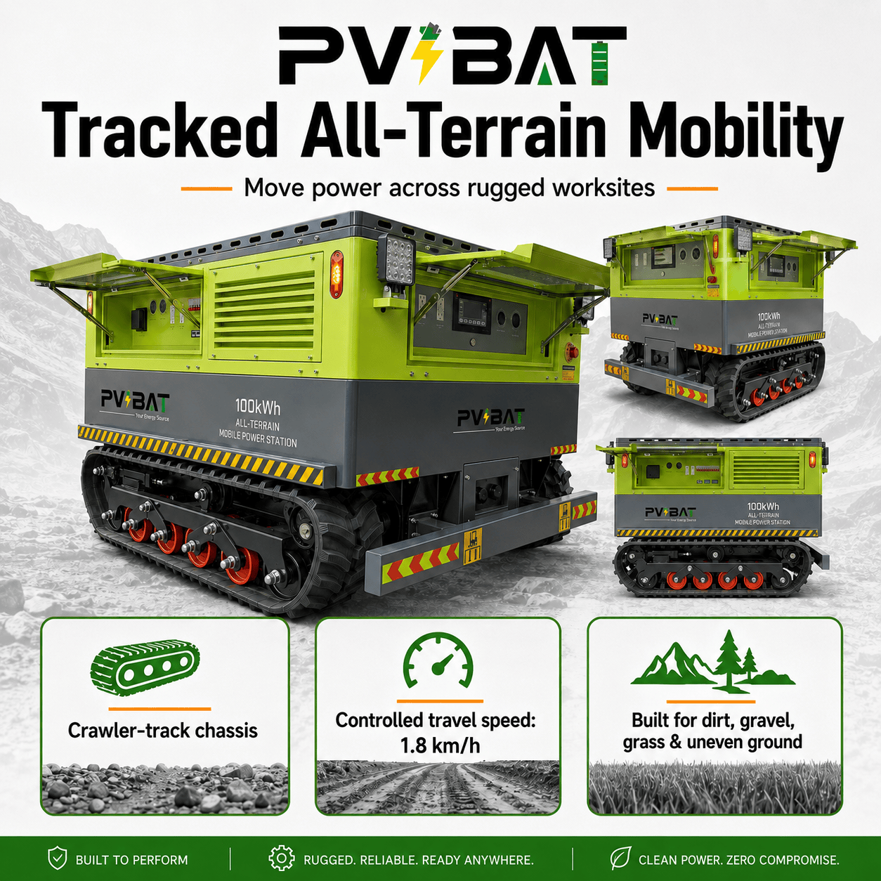 MSP-100 100kWh All-Terrain Mobile Power Station | 18kW Inverter | Solar Charging & 11kW CCS1 EV Charging