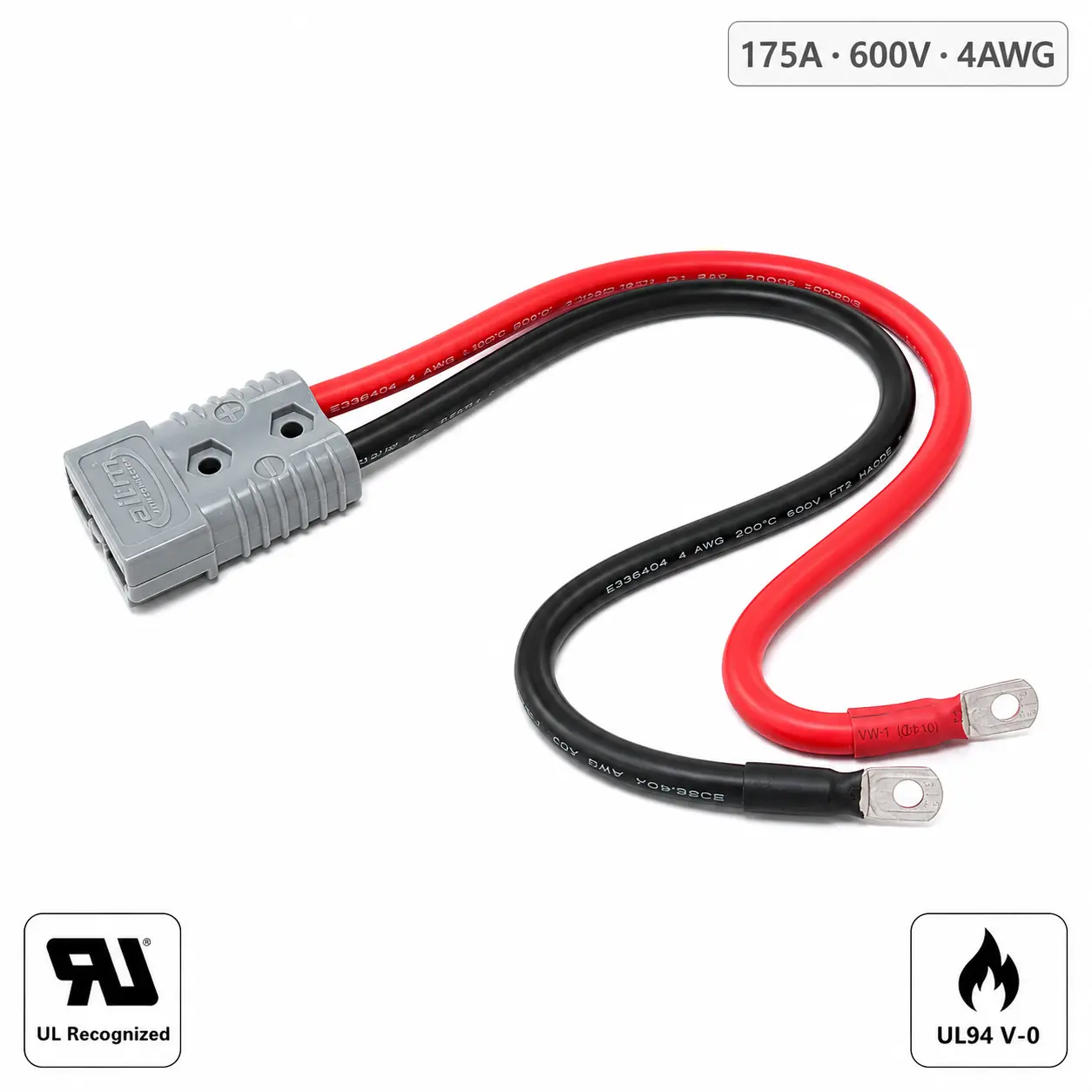 SB175 Anderson-Style Connector Battery Parallel Cable 175A 600V 4AWG Tinned Copper Power Cable