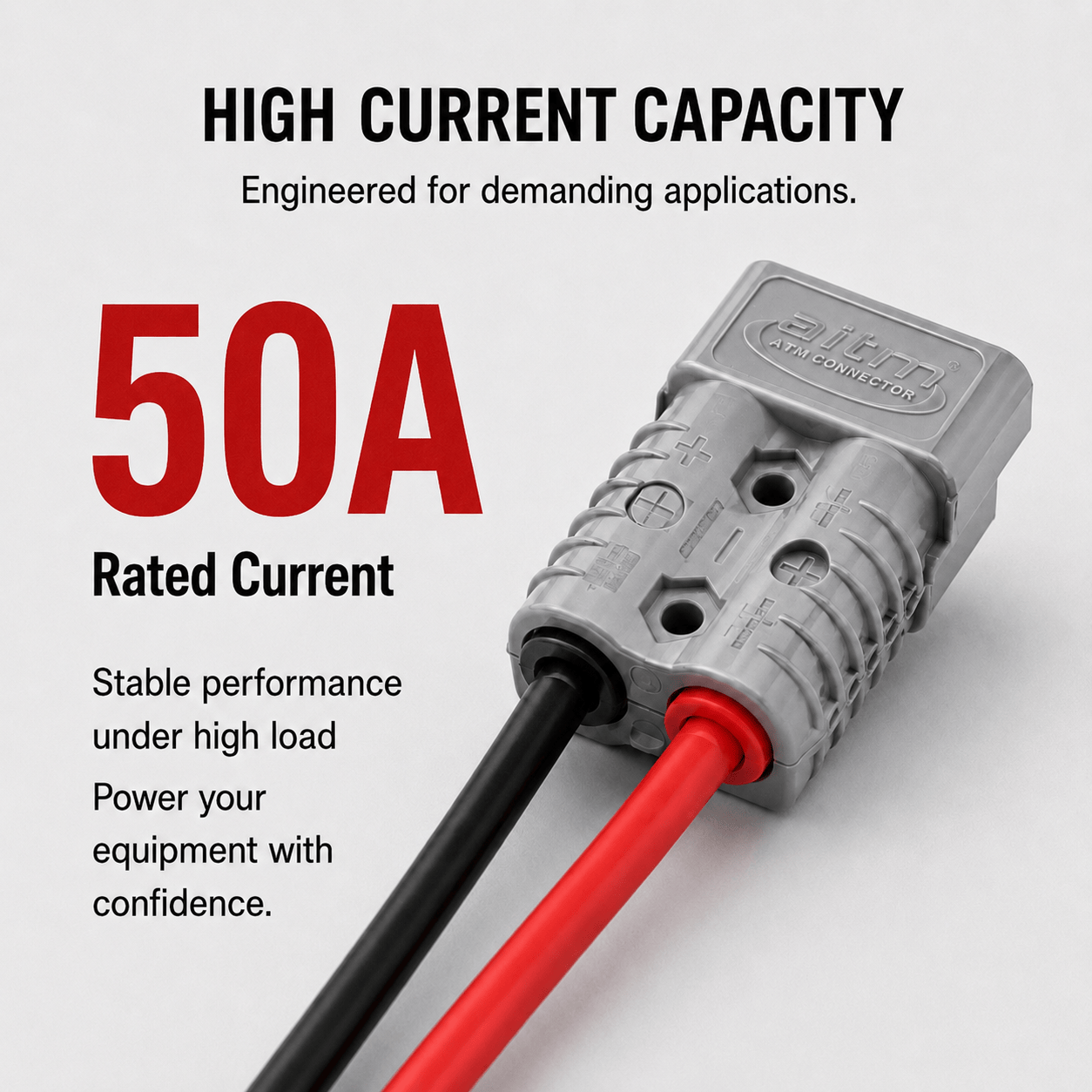 SB50 Connector Cable 50A 600V 10AWG Tinned Copper Battery Power Cable (Male to Male, 2FT)