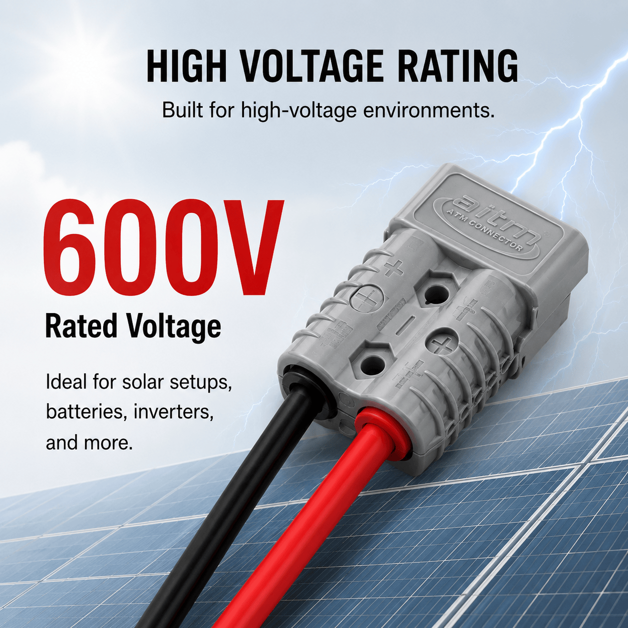 SB50 Connector Cable 50A 600V 10AWG Tinned Copper Battery Power Cable (Male to Male, 2FT)