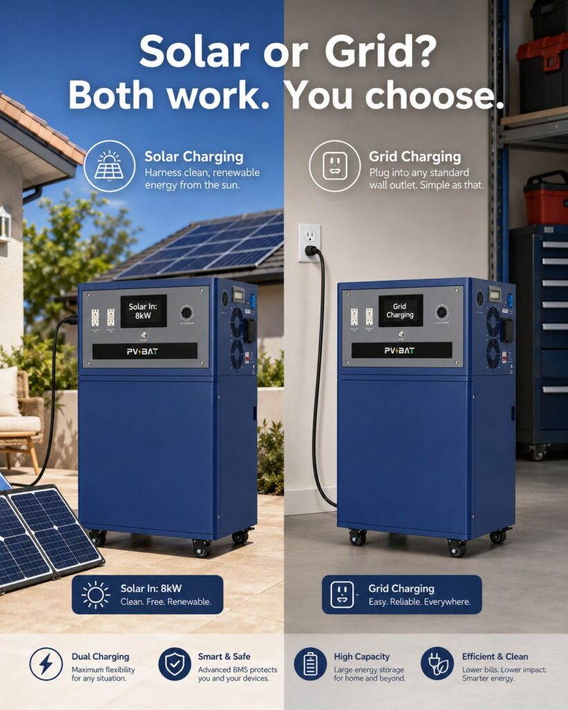 Solar or Grid Both work. You choose