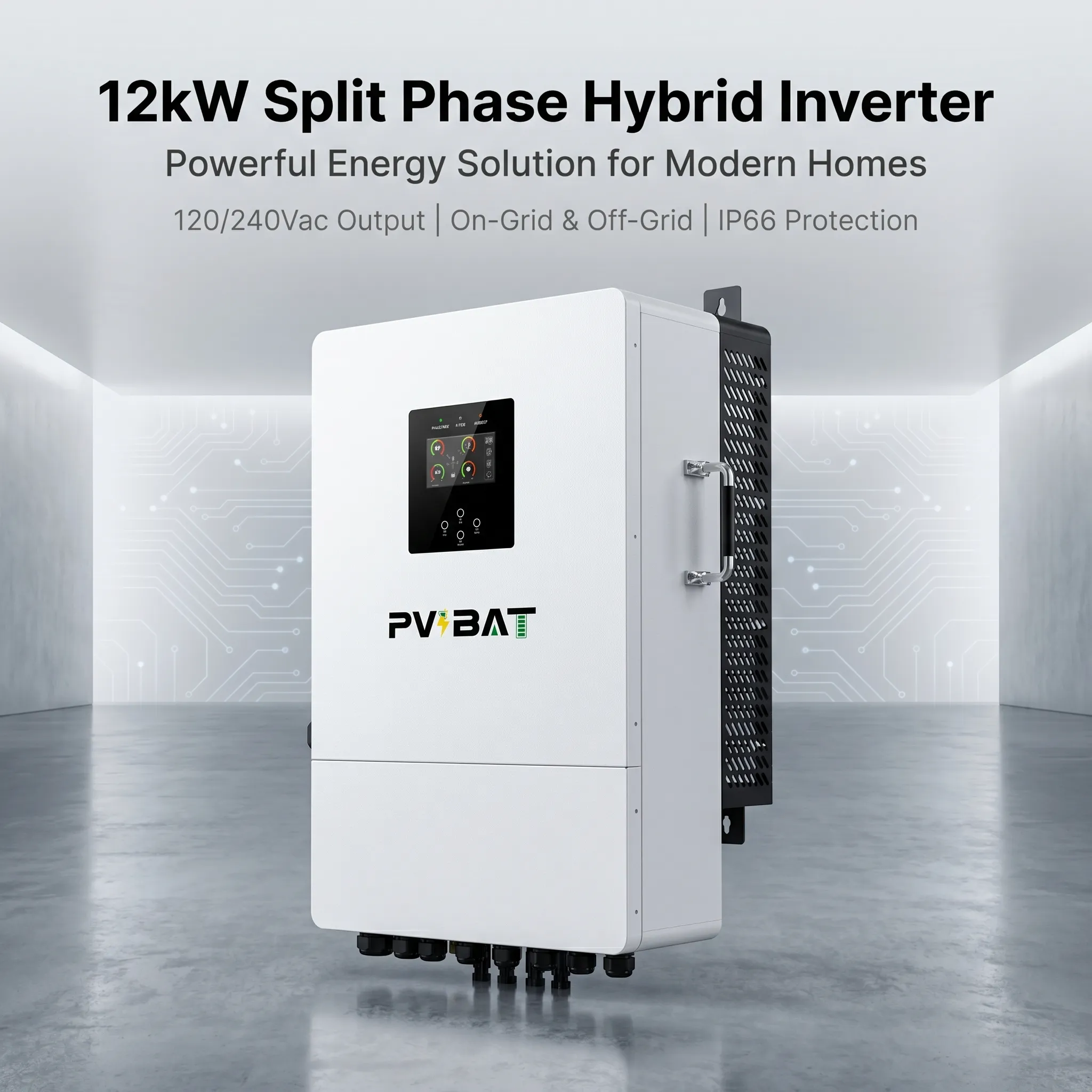 PVBAT L2P G2 IP66 12kW Split Phase Hybrid On/Off-Grid Energy Storage Inverter
