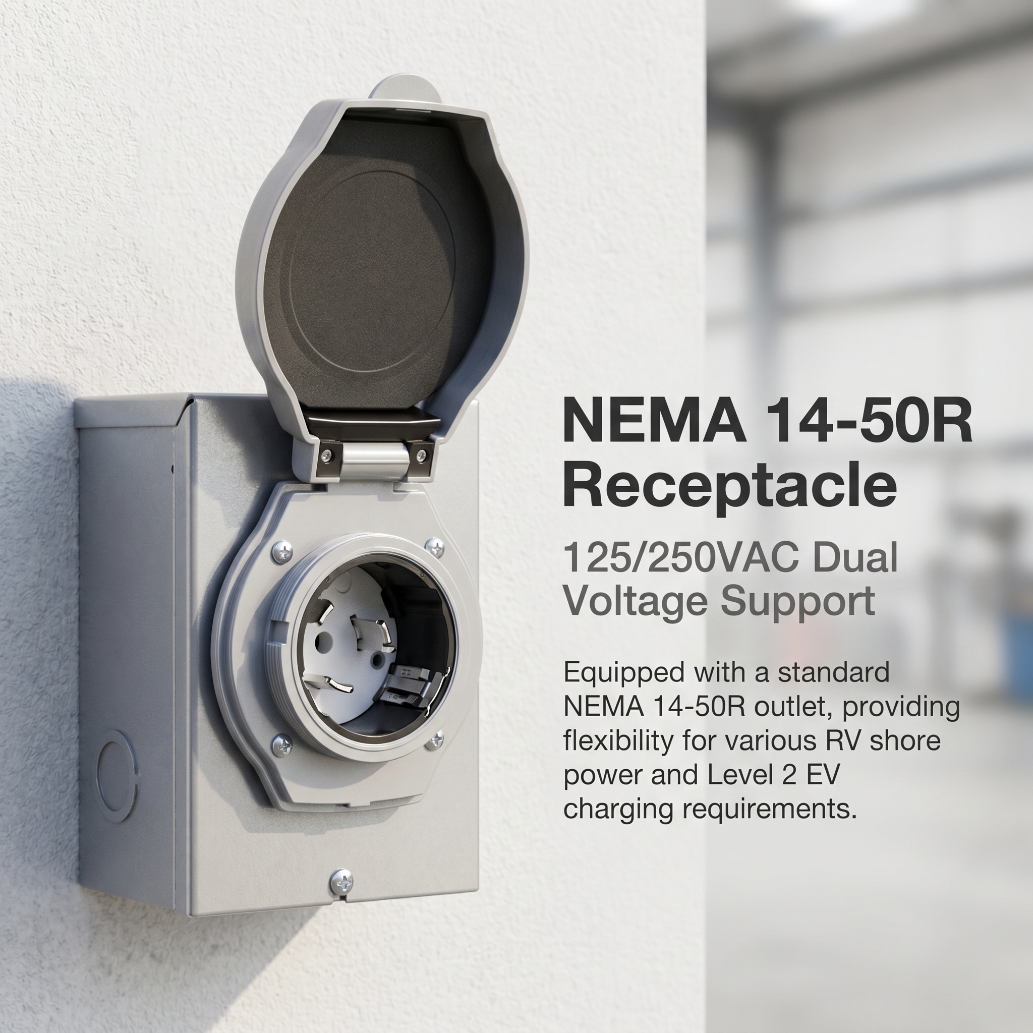 50A RV Power Outlet Box NEMA 14-50R | ETL Listed Outdoor RV Receptacle Box for RV, Trailer & EV Charging