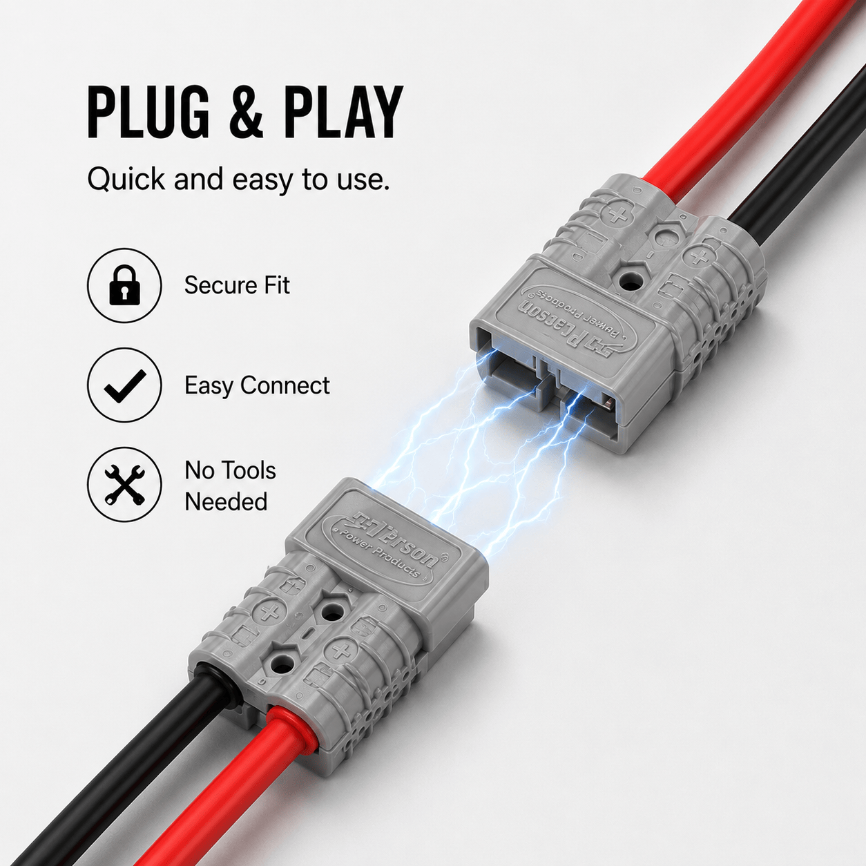 SB50 Connector Cable 50A 600V 10AWG Tinned Copper Battery Power Cable (Male to Male, 2FT)