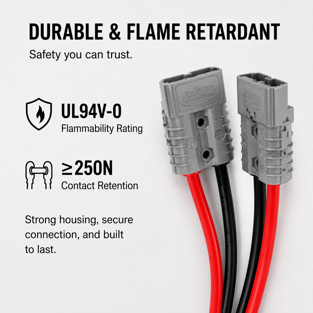 SB50 Connector Cable 50A 600V 10AWG Tinned Copper Battery Power Cable (Male to Male, 2FT)