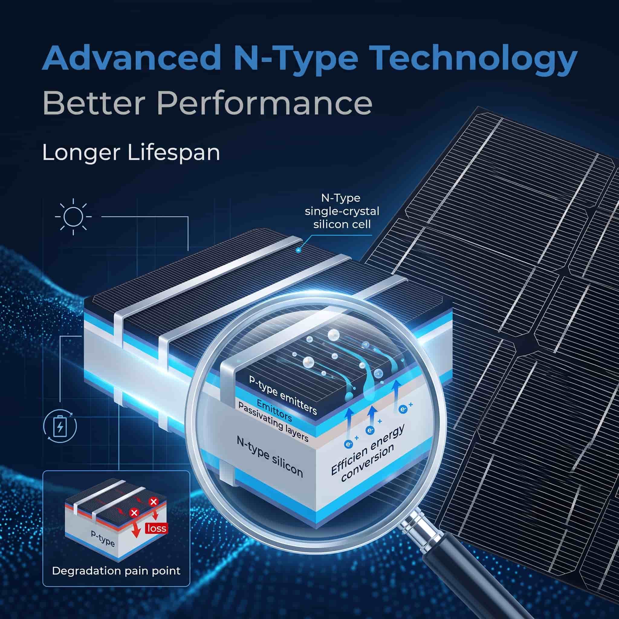 595W N-Type Bifacial Solar Panel | High Efficiency Solar Module